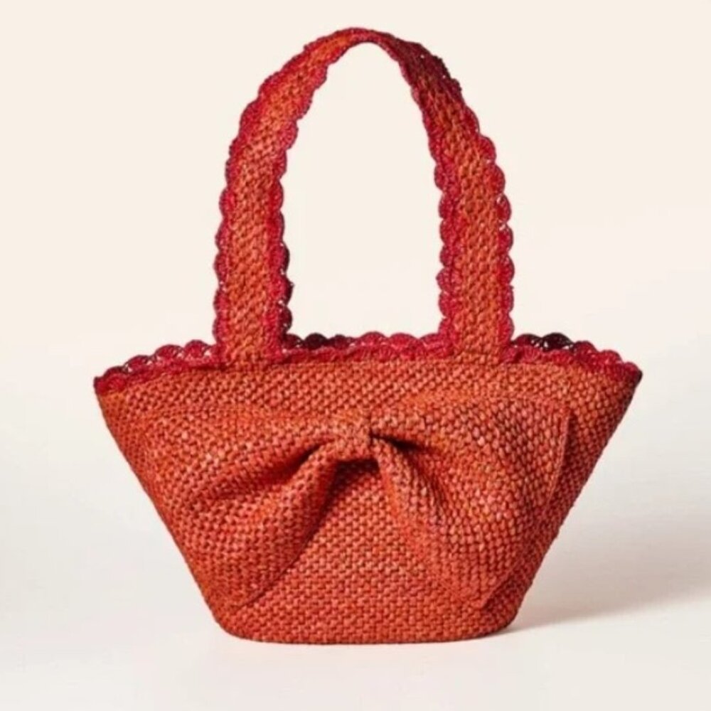 Kate Spade x Target Raffia Woven Bow Red Tote